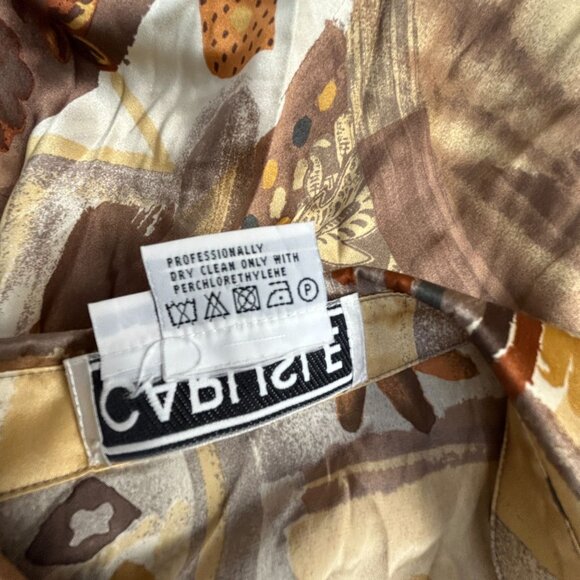 Vintage Carlisle Womens 100% Silk Abstract Print Button-Down Shirt Size 12 Brown - Picture 4 of 8